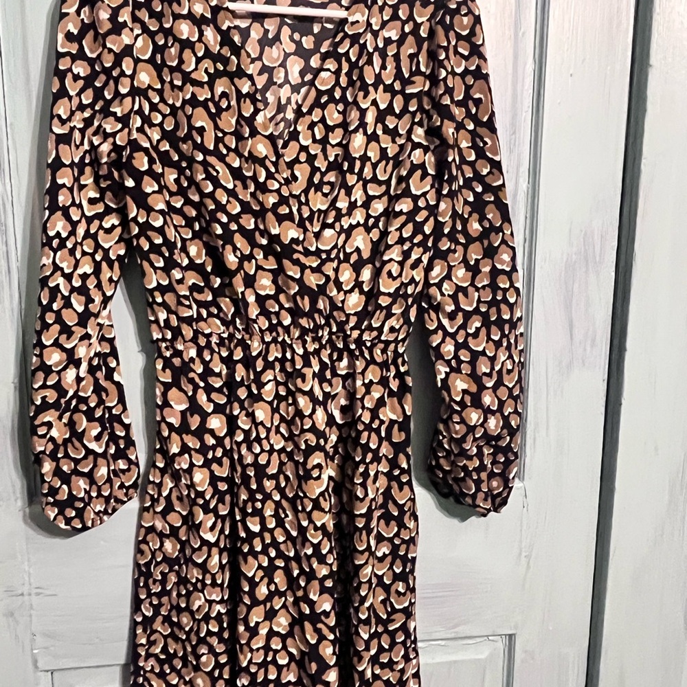 Kaileigh Black and Tan Animal Print Dress